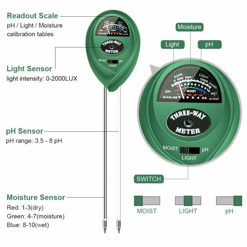 Plant Growth Regulator - 3 in 1 Soil PH Meter