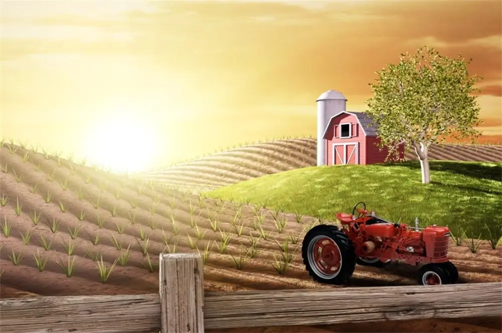 Morning Busy Farm Fresh Sunris - Agriculture Farming Background 评论和价格