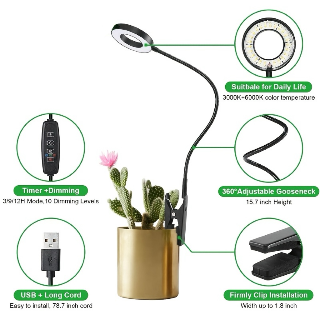 2-in-1 LED Grow Light & Readin - Plant Growth Regulator 评论和价格